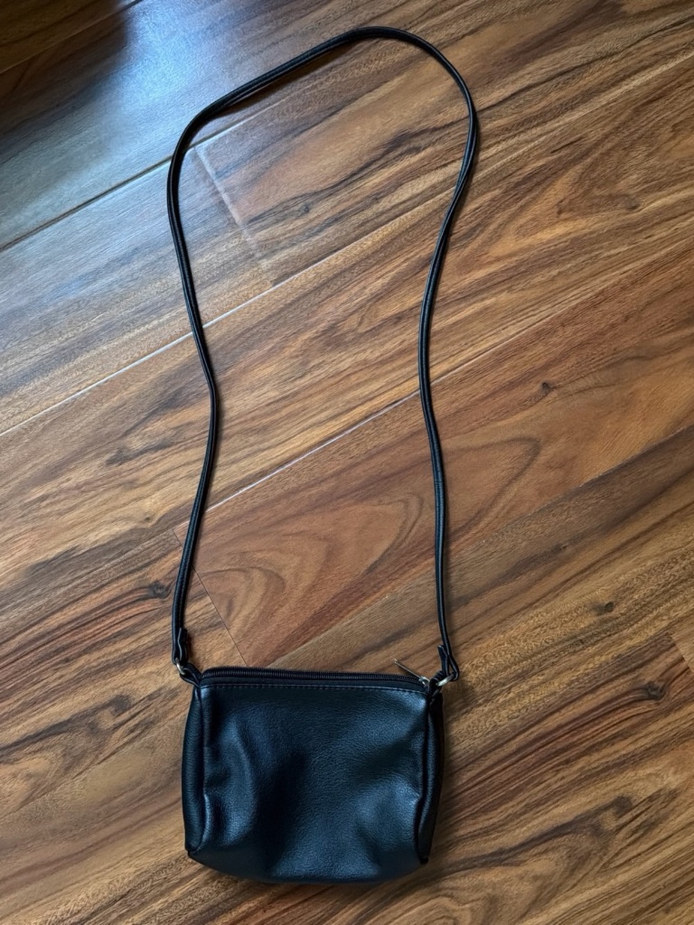 Black Crossbody Shoulder Bag - Minimal Leatherette Women's Bag